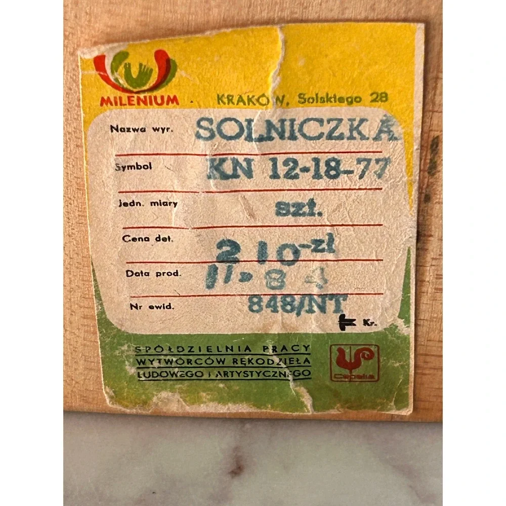 Vintage Milenium Krakow Polish Folk Art Carved Wood‎ Salt Cellar Solniczka 1984